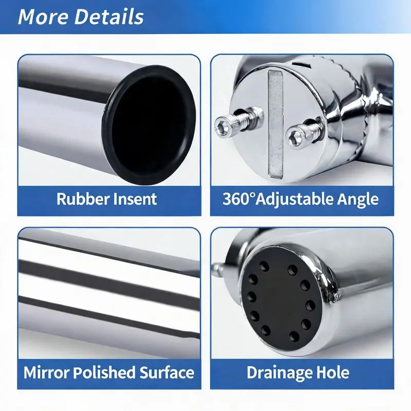 Fishing Rod Holder 316 Stainless Steel 360 Degree Swivel Adjustable Clamp-On Boat Yacht Marine Hardware Rail Mount