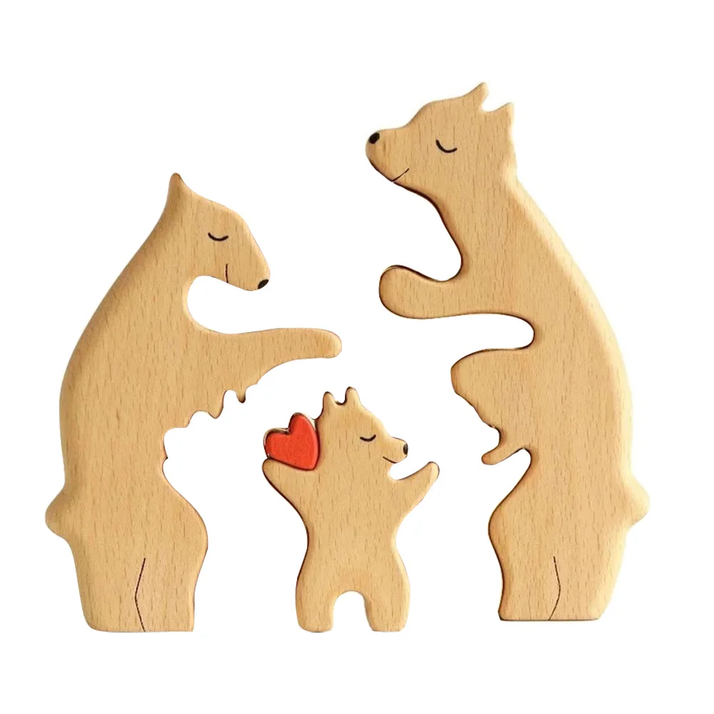 

Wooden Bears Puzzle Desktop Decoration Unique Delicate Bear Modeling Exquisite Workmanship Compact Size Home Office Decor