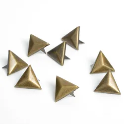 Antique Bronze Triangle Metal Studs Rivet, Punk Jewelry,Shoes,Bags, Belt Cap Clothes, Garment Sewing Rivet, DIY, 100Pcs, 14mm