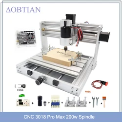 CNC 3018 Pro Max Metal Máquina De Gravura, Controle GRBL, 200W Eixo, 3 Eixos, Madeira Router, DIY Laser Gravador, Fresadora, Corte MDF