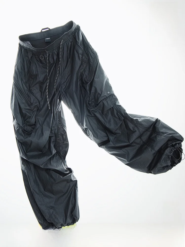 

Nothomme BLUE Waterproof Metal Nylon Workwear Long Pants Outdoor Casual Trousers for Men Youth Daily Wear Pure Color