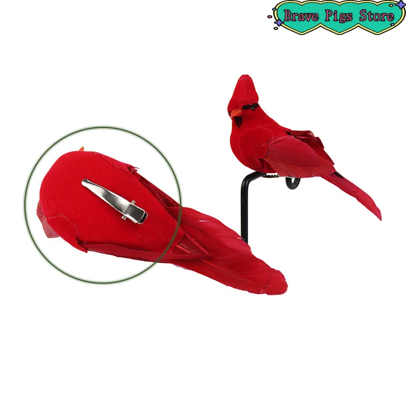 [HM]Artificial Imitation Ornaments DIY Red Bird Velvet Art Fake Bird Bird Party[HM]