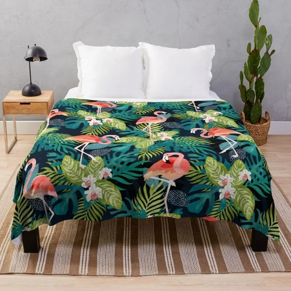 

Flamingo tropics Throw Blanket Stain Resistant Cozy Warm Blanket