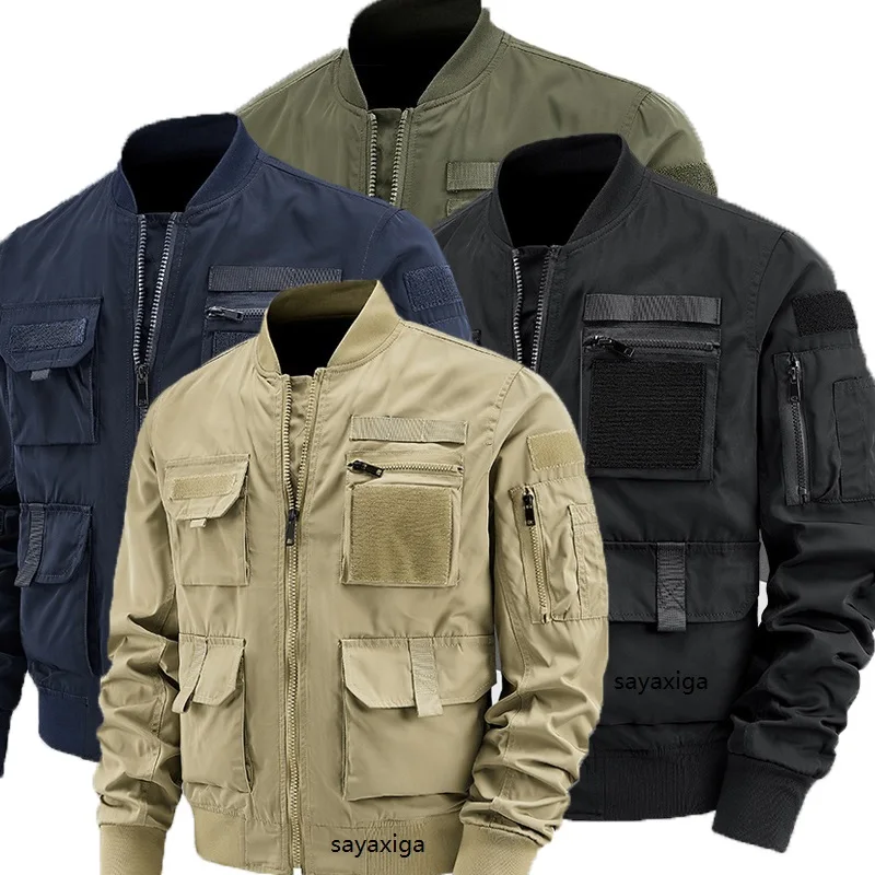 

Autumn Tactical Bomber Jacket Pilot Air Force Mens Fashion Windbreaker Outdoors Casual Flight Baseball Streetwear Multi-Pockets