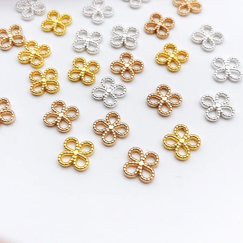 40PCS Plated Gold/Silver Hollow Four Leaf Clover Charms Pendants For Earring Bracelet DIY Jewelry Making Findings