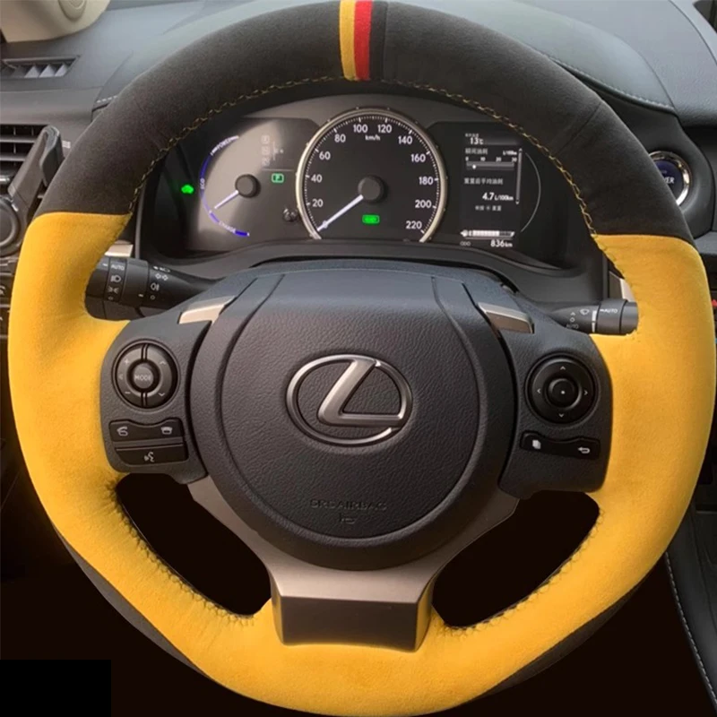 For Lexus IS250 2014 2015 IS200t 2016 2017 IS300 IS350 IS F-Sport antiskid suede DIY Hand Stitched Car Steering Wheel Cover