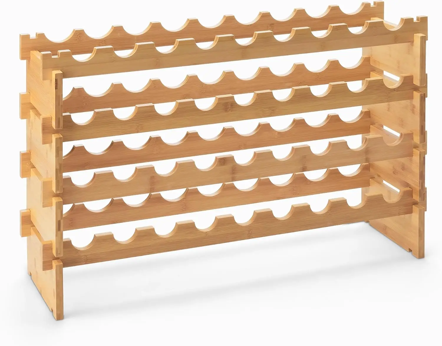 

Stackable Bamboo Wine Rack Holds 36 Bottles, Natural Wood Design for Home Storage