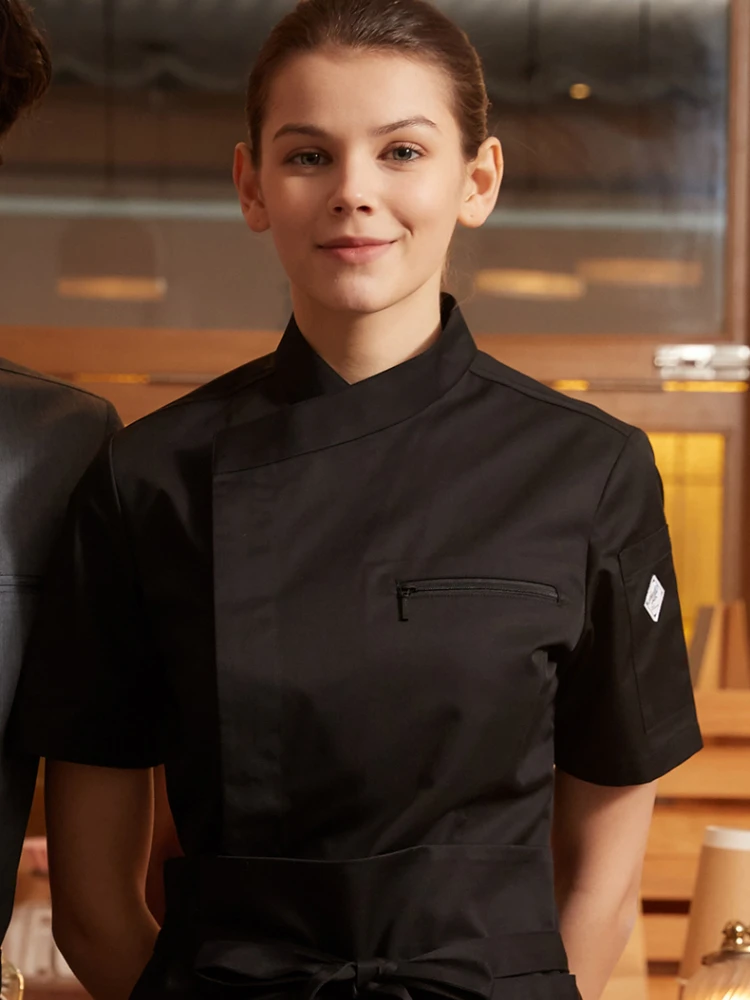 Nueva chaqueta de Chef de manga corta para hombre y mujer, camisa transpirable para hornear pasteles en Hotel, Master Chef