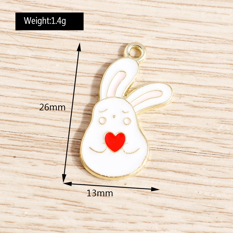 Tusember 10 Stück Emaille-Anhänger mit niedlichem Häschen-Motiv, weißer Hase, für die Schmuckherstellung, DIY-Ohrringe, Halsketten, handgefertigte Accessoires – Detail 16