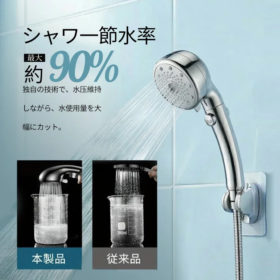 Nano-Bubble Shower, 5 Modes, Handheld Water Stopper, Pressure Boosting Function, Water-Saving Design Shower image 4