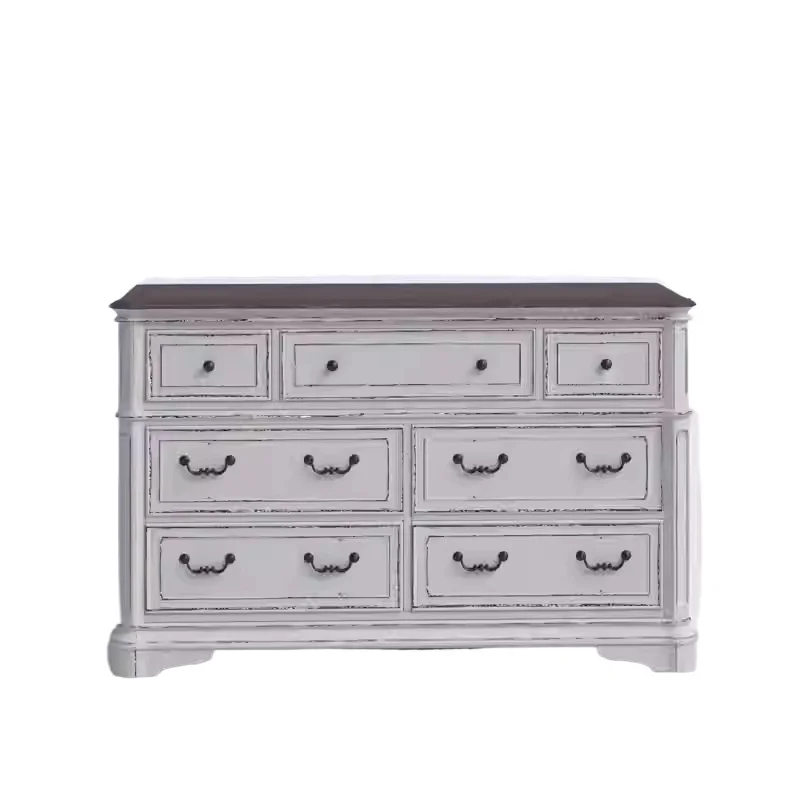 

American retro bedroom solid wood chest dresser bedside storage living room porch storage side cabinet
