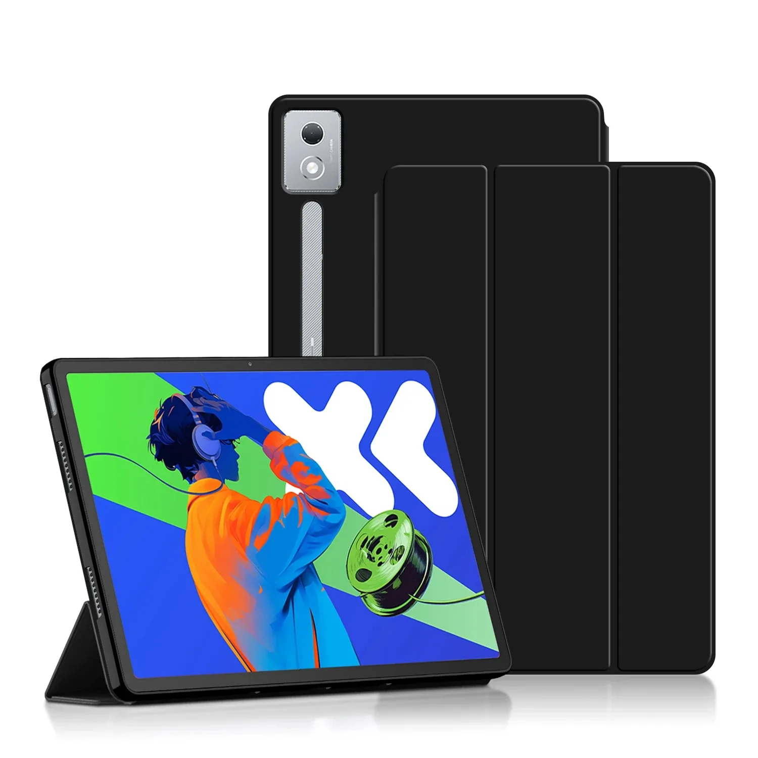 

Slim Liquid Silicone Funda For Lenovo Xiaoxin Pad Pro 12.7" (2025) Smart Case TB373FU TB375FC Tri-Folded Coque with Soft Shell