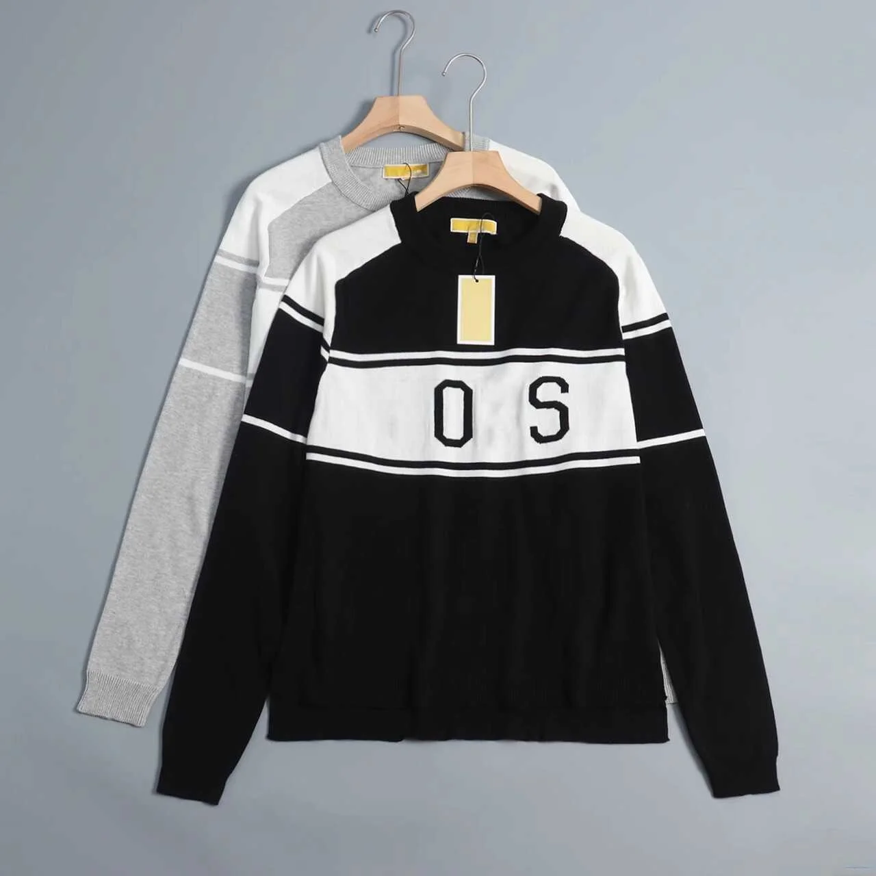 

Autumn Winter New Style Women's Spliced Color Thin Cotton Thread Color Woven Letter Casual Shoulder Insert Long Sleeve Knitte...