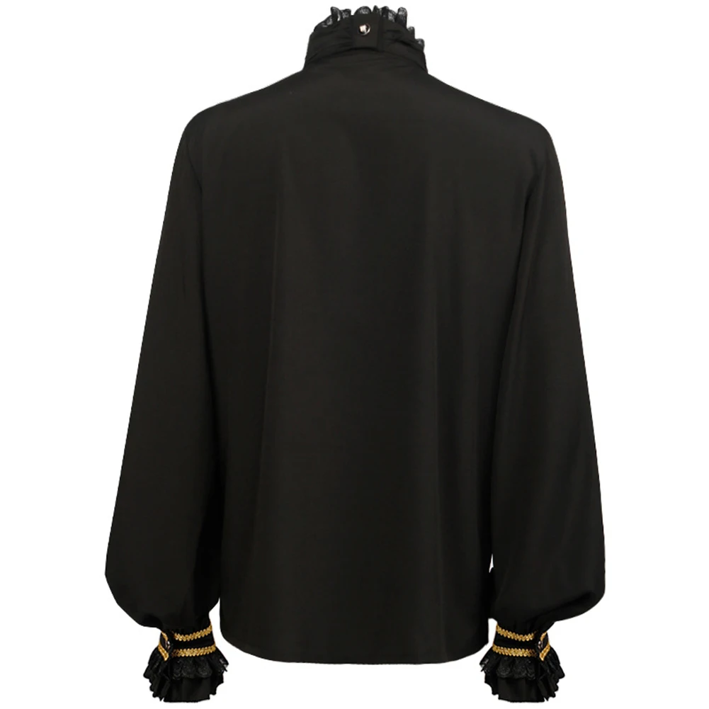 

Holiday Vacation Blouse Gothic Spring Stand Collar Victorian Autumn Casual Female/Male Fold Long Sleeve Medieval