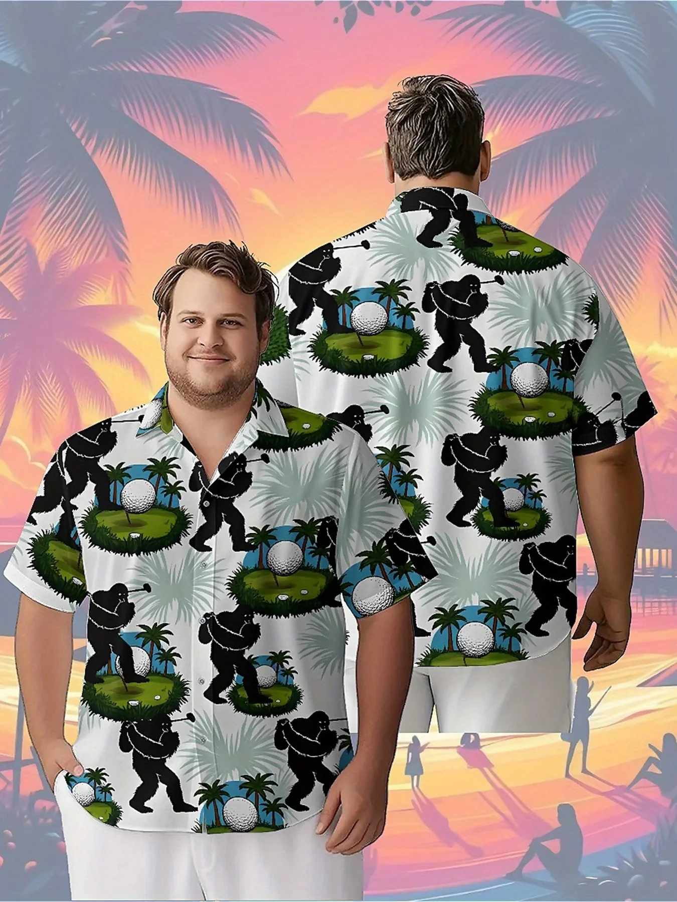

Men's Plus Size Hawaiian Shirts Golf Theme, Fun pattern,Unisex Baggy Aloha Shirts,summer Alternative Clothing