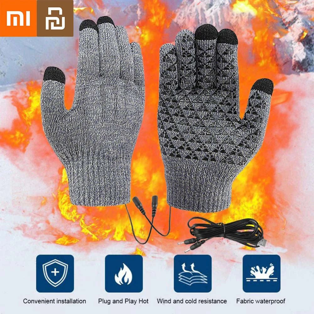 Xiaomi youpin luvas aquecidas elétricas tela sensível ao toque equitação ao ar livre esqui mitten usb luvas aquecidas para mochila montanhismo