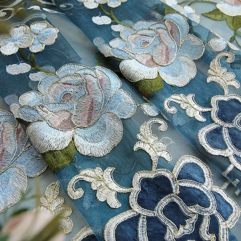 

European Style Luxury Curtains for Living Dining Room Bedroom Customized Luxury Villas Hollowed Out Chenille Embroidered Decor