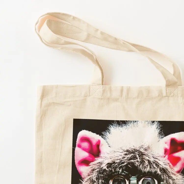 حقيبة يد من Pop Artish Gray Furby حقيبة يد للسيدات حقيبة قماش كبيرة للنساء