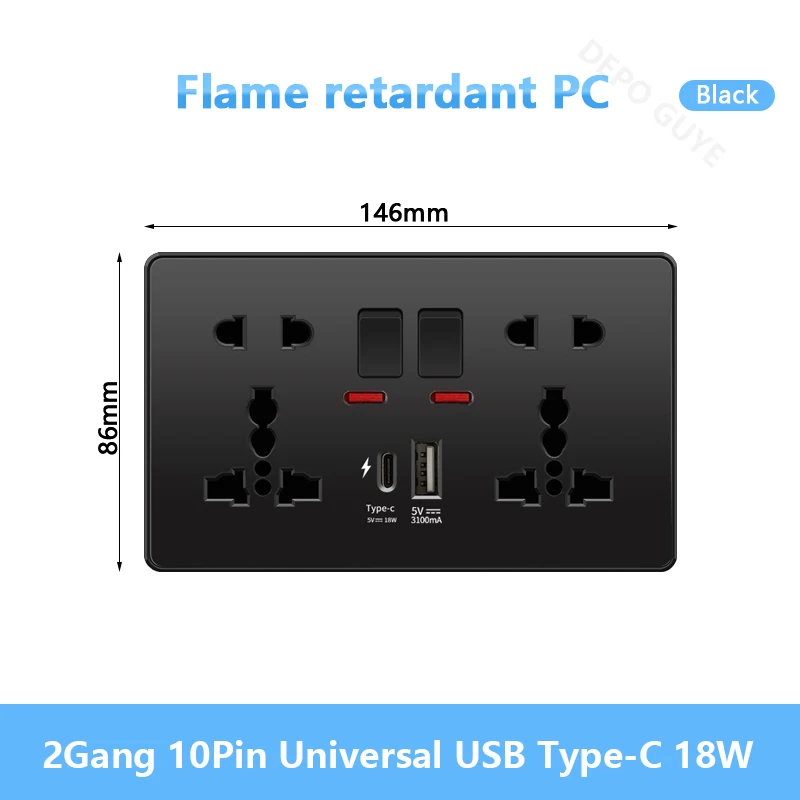 Variant: 2Gang 10Pin USBC 18W