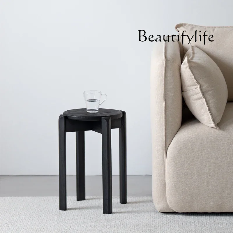 

X All Solid Wood Dining Table And Stool Can Be Stacked, A Simple Small Round Stool That Does Not Take Up Space For Household