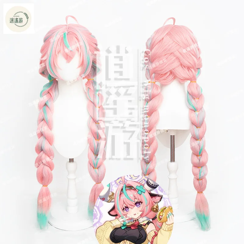 

Varesa Cosplay Wig Game Genshin Impact Wigs Synthetic Hair Braided 95-100CM Pink Green Heat Resistant Cosplay Wigs Party+wig Cap