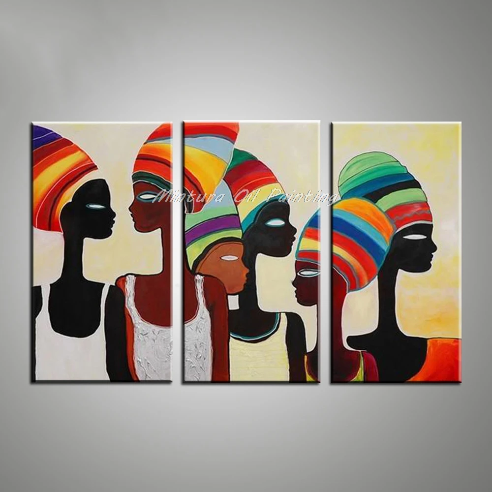 

Mintura,Big Art Decorative Wall Picture Handmade African Woman Modern Abstract Oil Painting on Canvas,for Living Room Home Decor