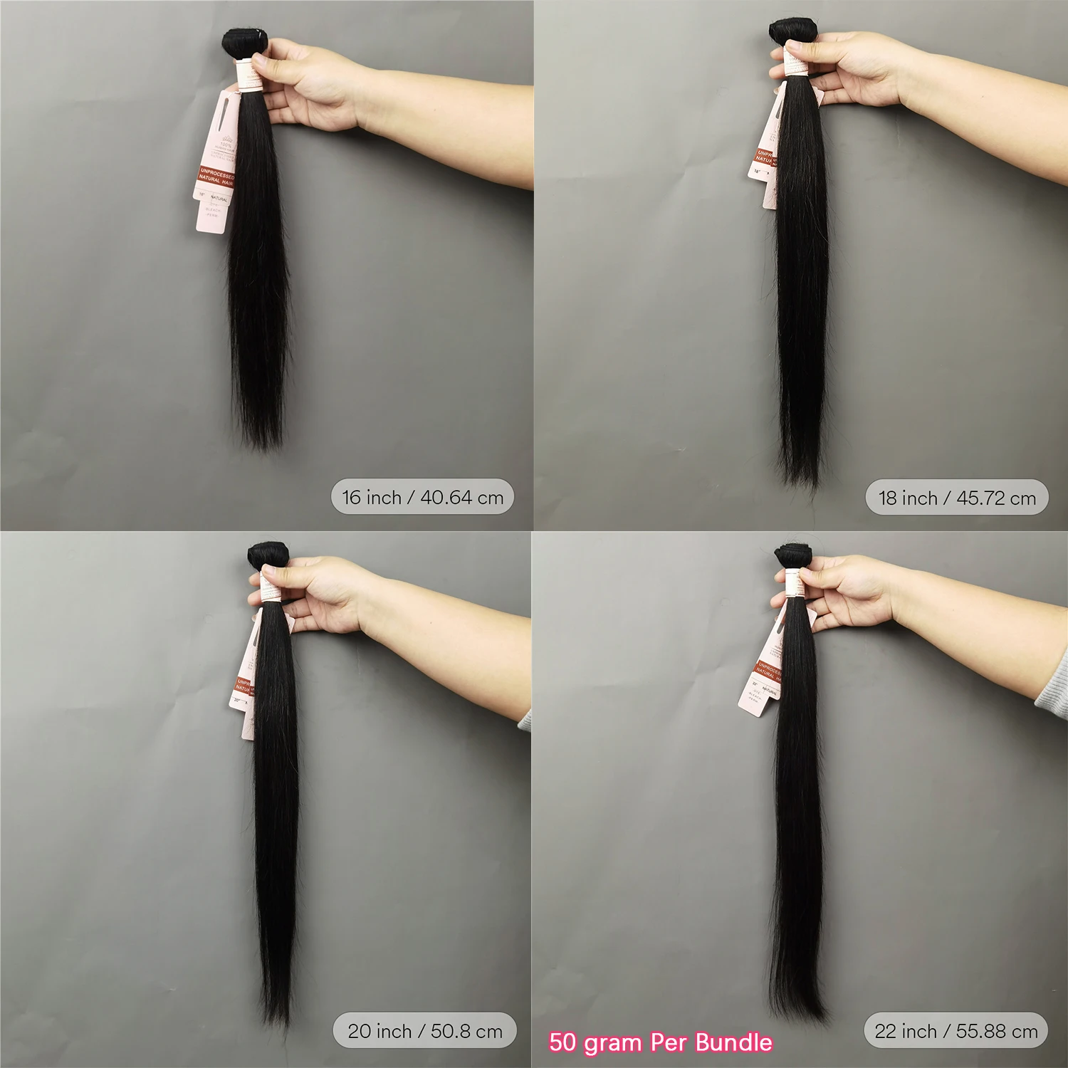 Bundel Lurus Rambut Manusia 10-30 Inci Bundel Rambut Lurus 50G/Buah Ekstensi Jalinan Rambut Brasil Warna Hitam Alami