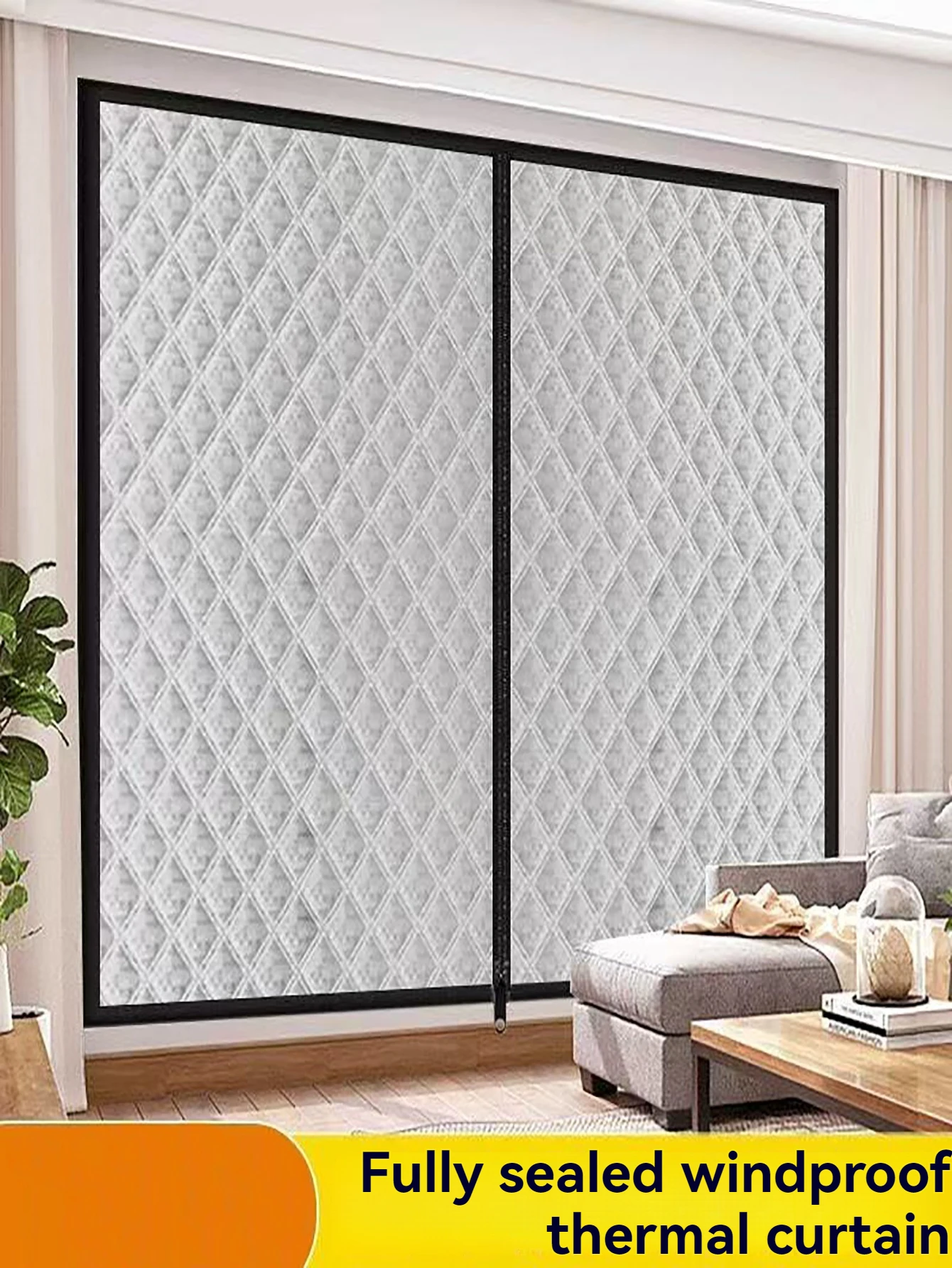 1 Piece Thermal Blackout Curtain with Zipper, Multiple Size Options, Windproof and Warm Curtain, Soundproof Curtain, UV Protecti