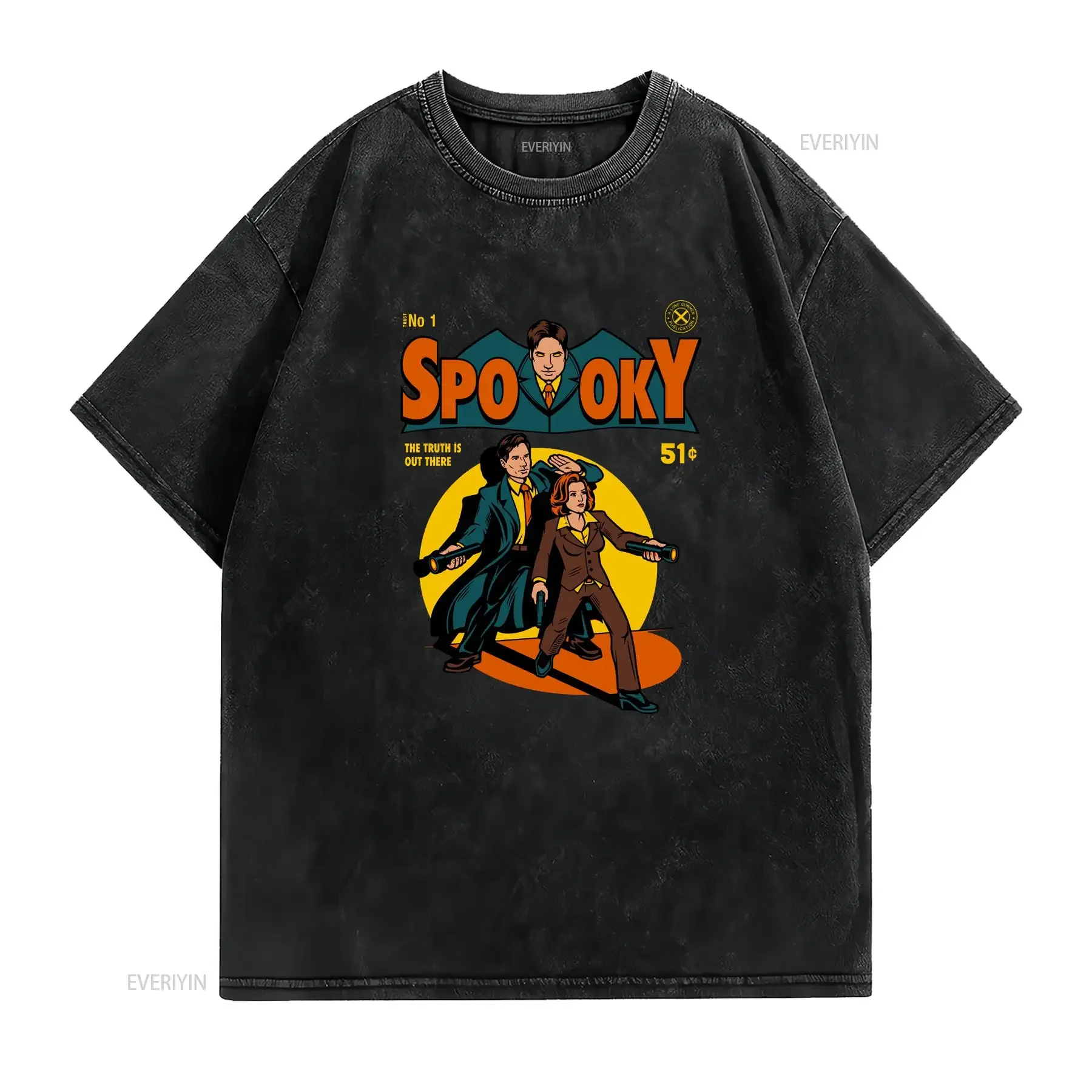 The X files Spooky Inpsired T Shirt Retro Movie vintage Washed Breathable Comfortable Unisex graphic homme Casual Stylish