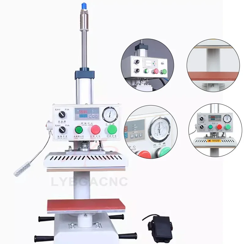 Pneumatic Automatic Heat Press Machine Can Continuous Hot Stamping Machine Heat Transfer Printer for DIY T Shirt Logo Brims Tool