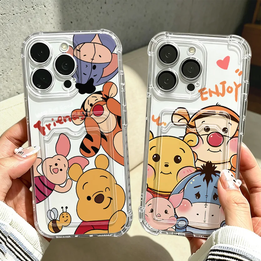 Cartoon WinnieS the Pooh Card Hold Case for Samsung Galaxy A17 A07 A56 A36 A26 A55 A35 A06 A05 A24 A14 A54 A15 A25 A34 A23 4G 5G