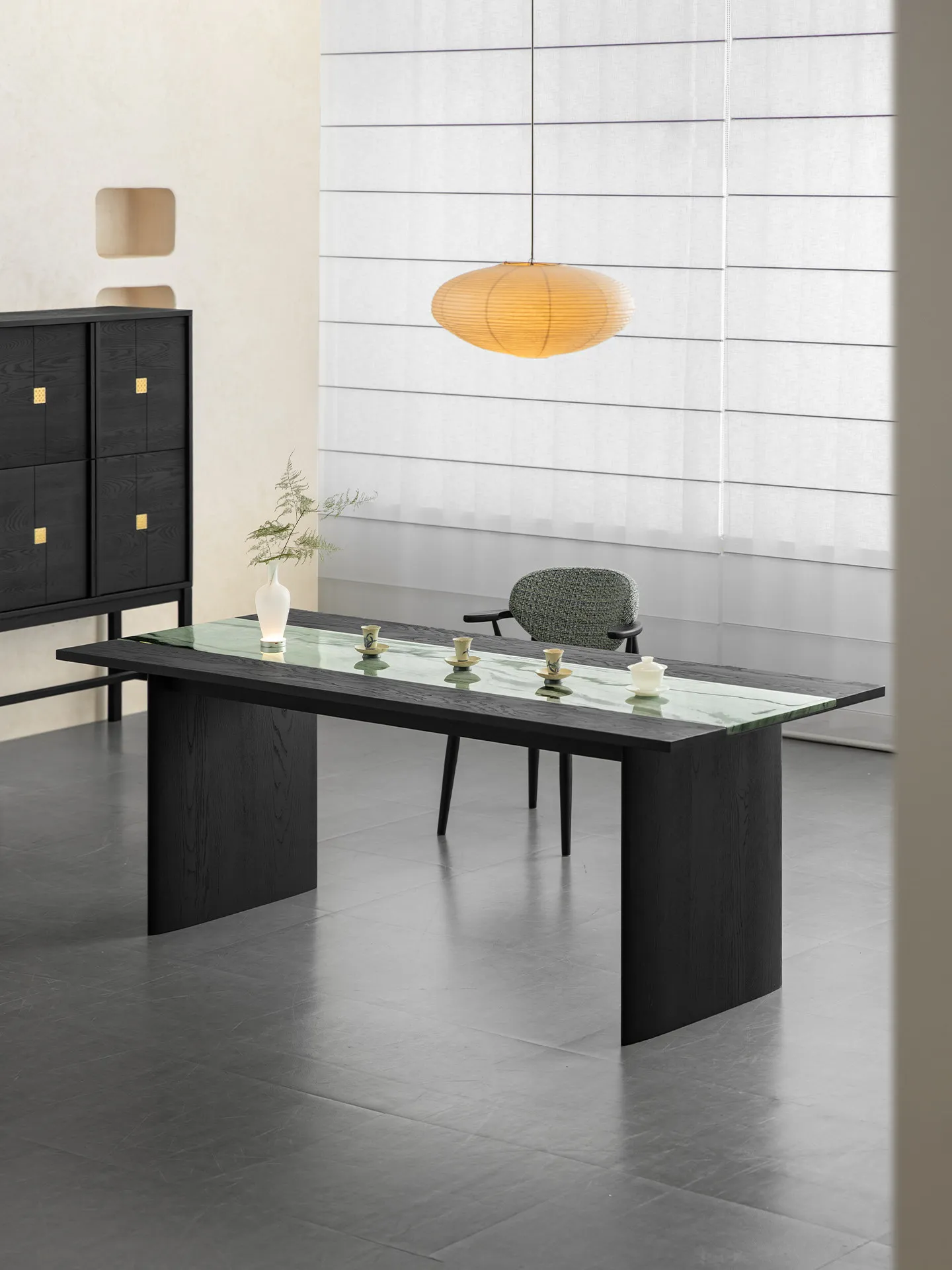 LH Dining Table Natural Tea Table Modern Premium Marble Black Dining Table