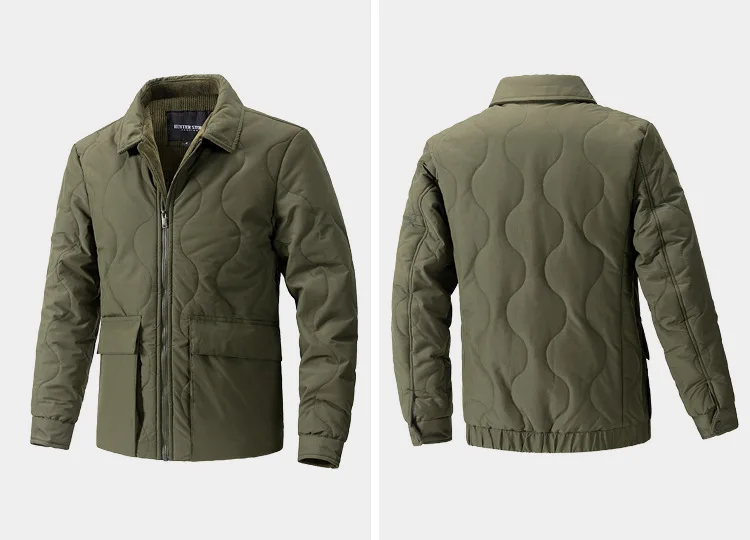 Men Turn-down Collar Multi Pockets Solid Color Simple Basic Daily Casual Trendy Parkas Autumn Winter New Fashion Coats Male Tops