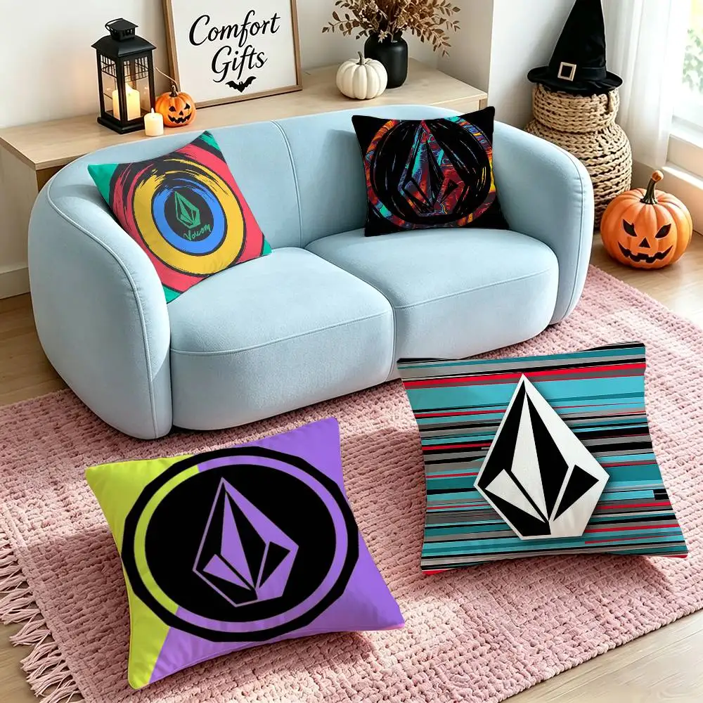 V-VOLCOM-S Sport Style Pillow Case Square Double-Sided Sofa Cushion Cover Bedroom Bedside Pillow