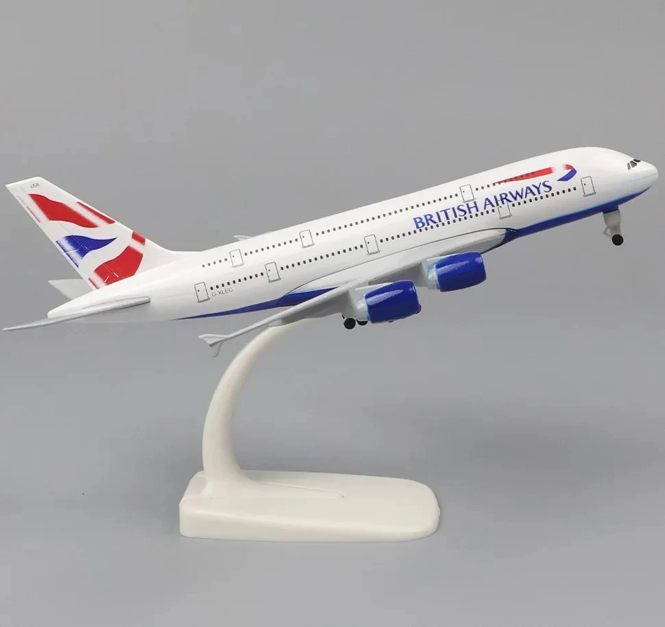 

British Airway Diecast Alloy Material Simulation Plane for Aviation Enthusiast, Airbus A380 Model, 1/300, 20cm