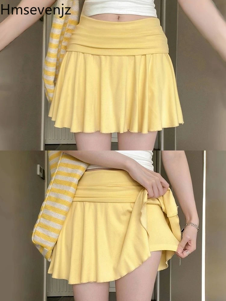 

Hmsevenjz Tennis Sports Skirt Shorts Women's Summer New Casual High Waisted Pleated A-line Short Skirt Fashion Female Clothes