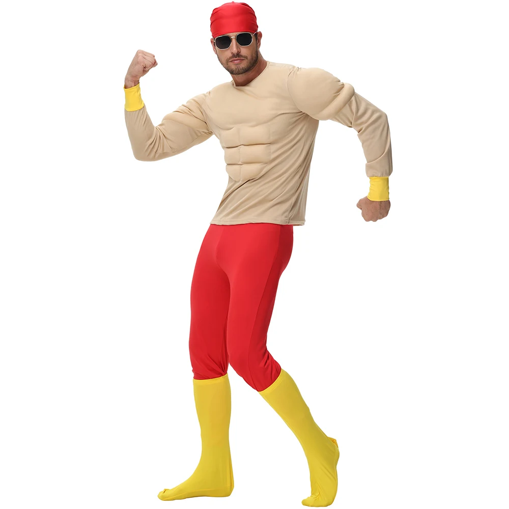 

Halloween Men's Muscle Clothing Cosplay Outfit Funny Muscle Costume Adults Six Pack Shirt Comedy Stage Performance Men Top