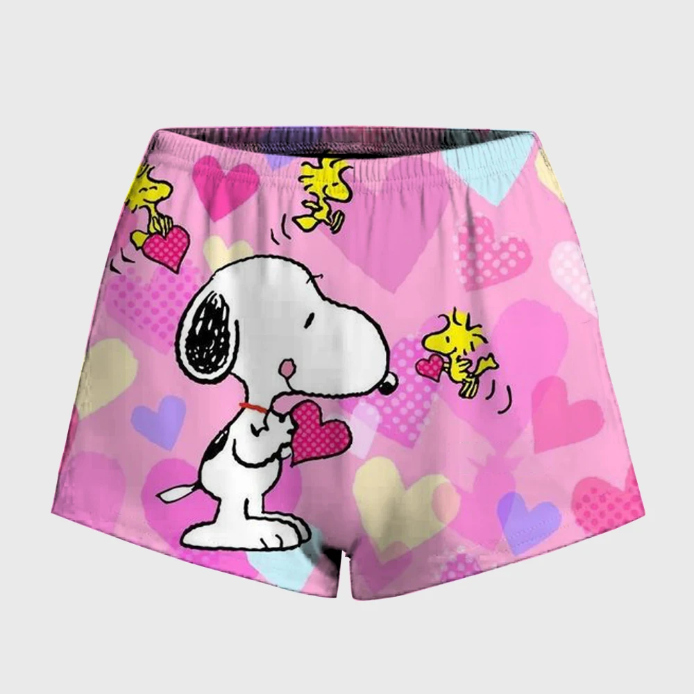 سنوبي الكرتون طباعة مستقيم السراويل امرأة الصيف مرونة الخصر Sweatshorts عادية الحلو لطيف القطن السراويل المنزل الملابس الداخلية Y2k