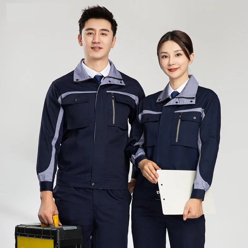 Work Clothing Mens Factory Workshop Suit Mechanical Working Uniforms Contrast Color Durable Worker Coveralls High End Labor Suit