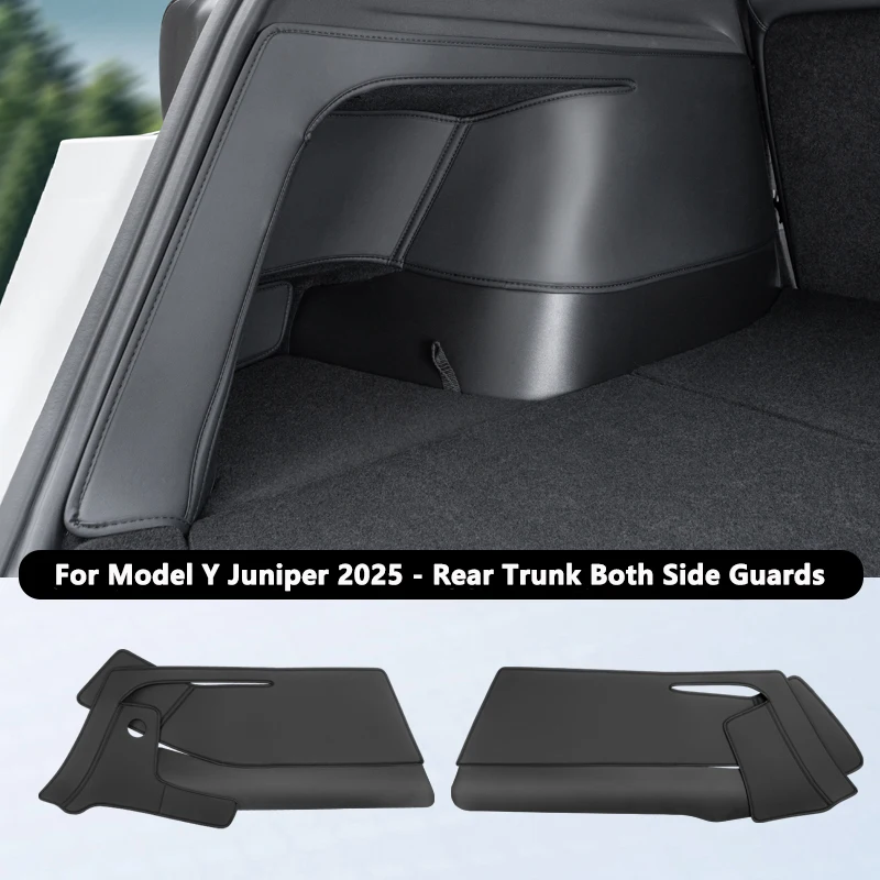 Para Tesla Model Y Juniper 2025, maletero trasero, almohadilla antipatadas de ambos lados, revestimiento de carga de cuero PU, protectores de esquina de superficie, cubierta protectora
