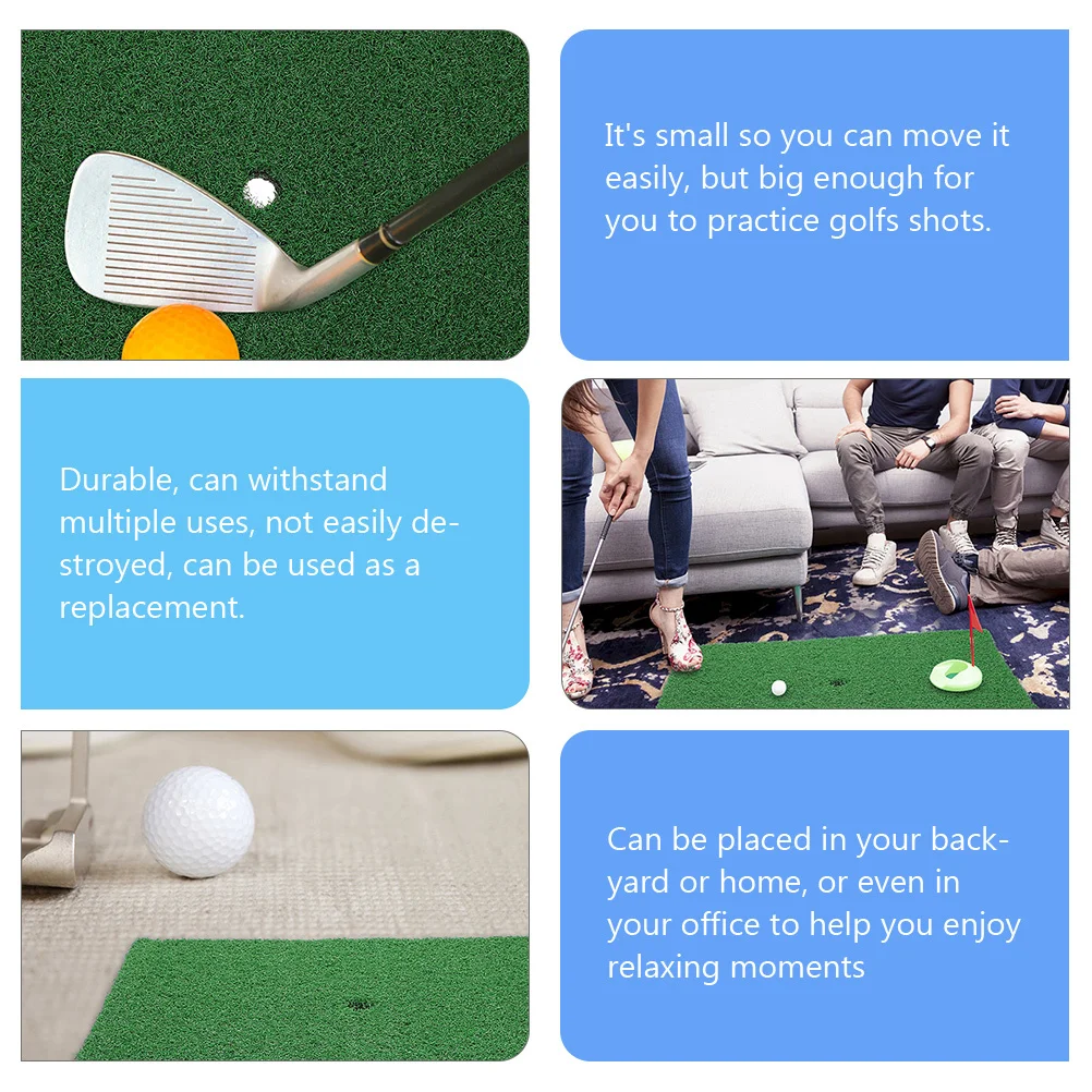 2pcs Golfing Practice Mat Foldable Tri-Turf Artificial Turf Chipping Mat For Short-Range Training Home Office Backyard Use