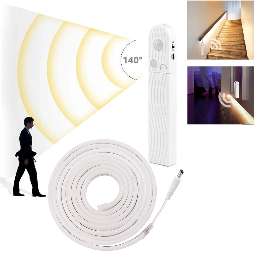 

Neon Strip LED Light PIR Motion Sensor 2835 5V Battery USB Silicone Neon Strip 120LEDs/m IP67 Waterproof Flexible Neon Sign