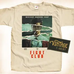 FIGHT CLUB V1 T shirt Tee Natural Vintage Cotton Movie Poster All Sizes