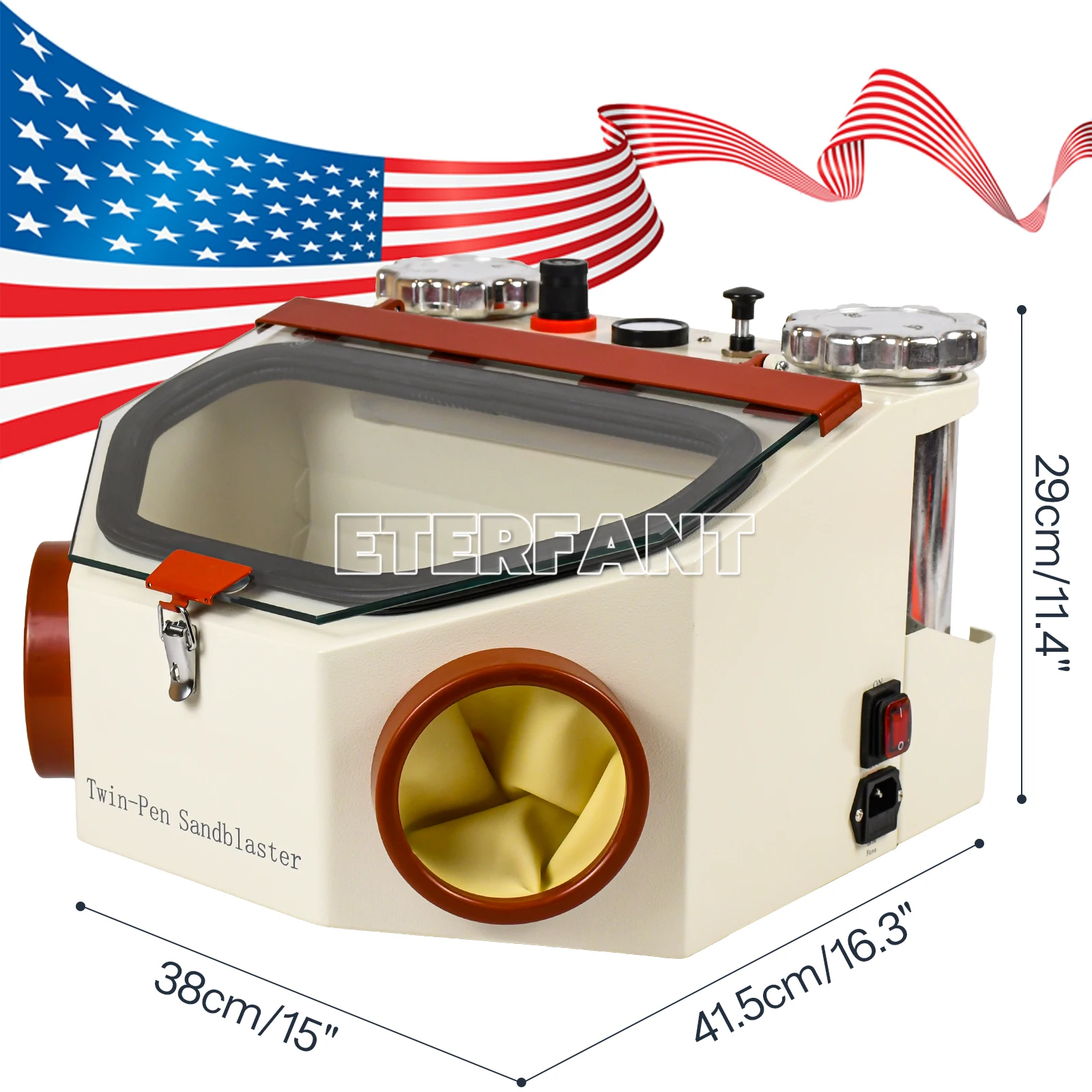 معدات مختبر الأسنان الجص نموذج قوس المتقلب/عجلة القرص الماسية/القلم التوأم ساندبلاستر قلم مزدوج الرمال الناسف 2 خزان الألومنيوم