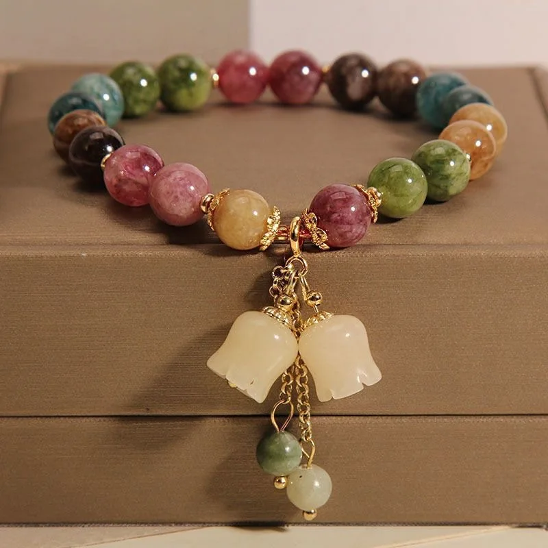 

New Rainbow Lotus Color Bracelet for Women with Unique Orchid Pendant Bracelet