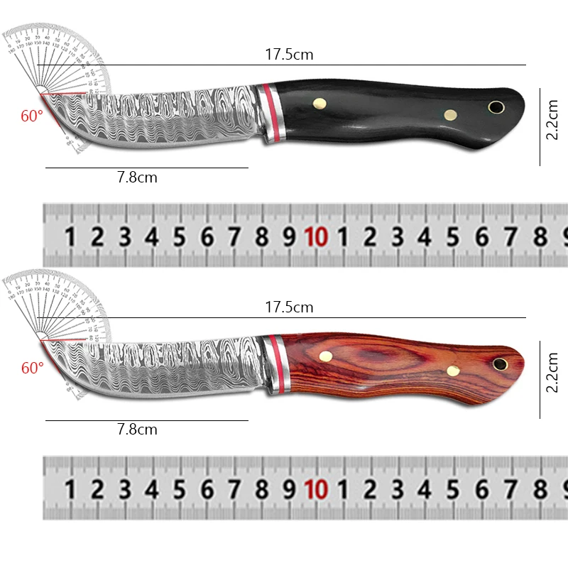 Damascus Pattern Outdoor Utility Knife Survival & Camping Knife Fishing BBQ Cutting Tools