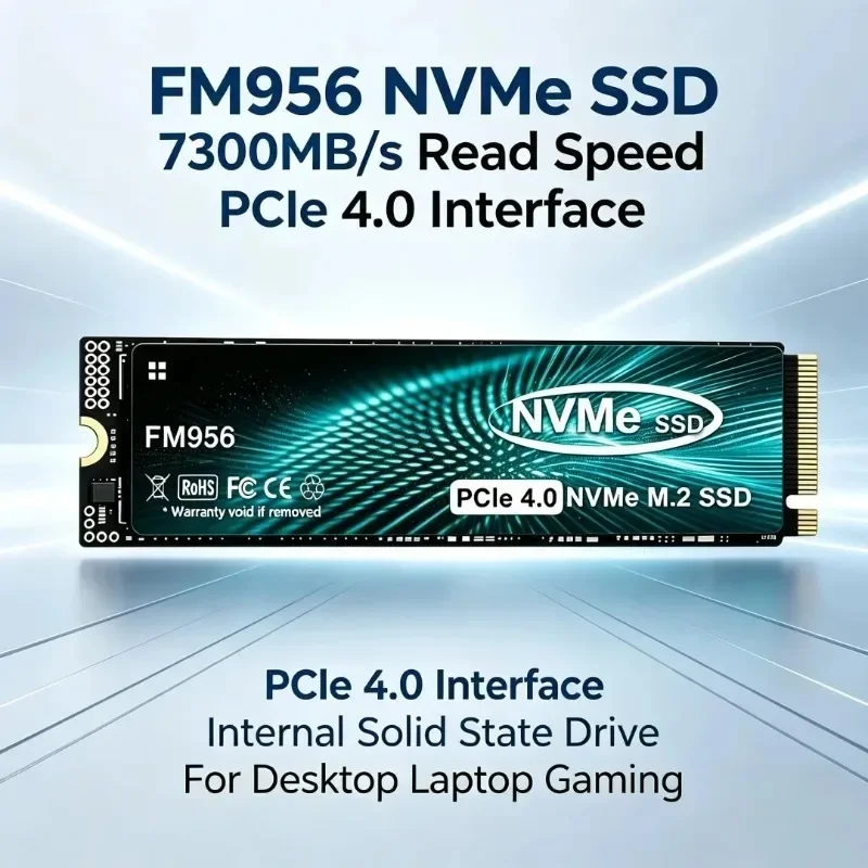 Original FM956 M.2 2280 NVMe SSD 500GB/1TB/2TB/4TB, PCIe 4.0, 7300MB/s Seq Read, Internal Storage for PS5 & Desktop PCs.