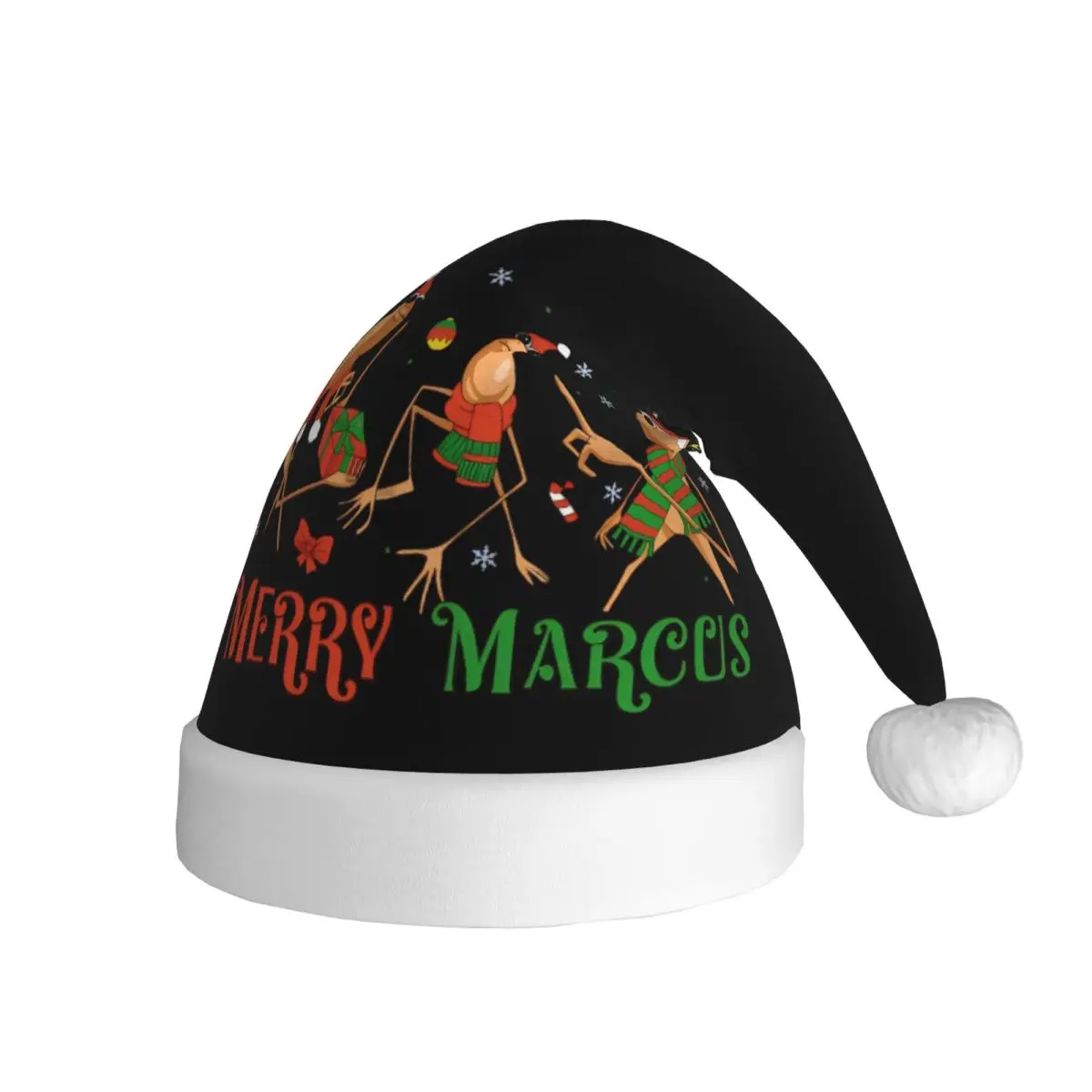 Marcus The Worm I Don't Like This Rock Merry Xmas Winter Warm Christmas Hat for Adult Men Women Santa Hat Cap Cosplay Gifts