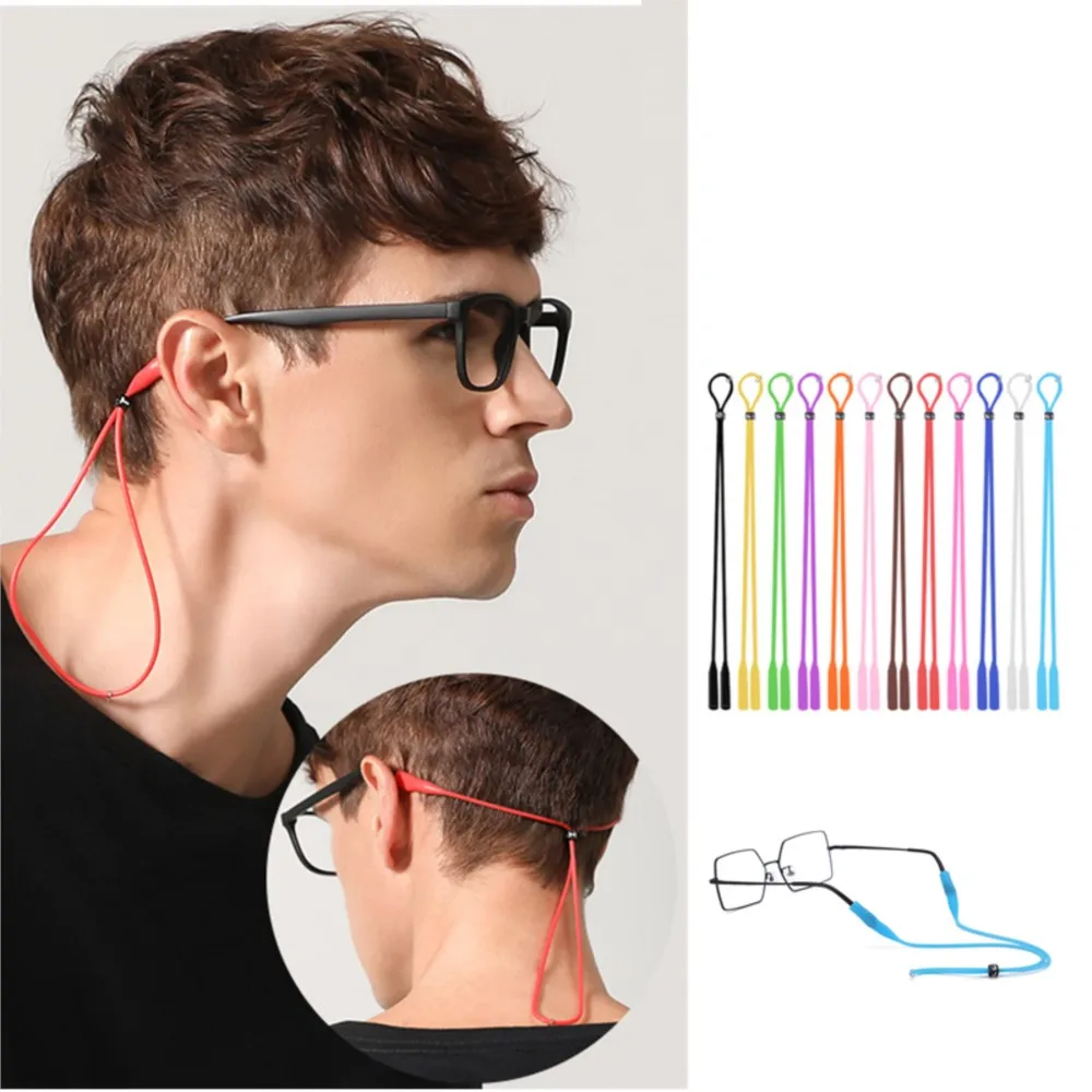 1000pcs Elastic Silicone Eyeglasses Cord Glasses Chain Eyewear Anti Slip Neck Holder Black White Brown Yellow Red Blue Green