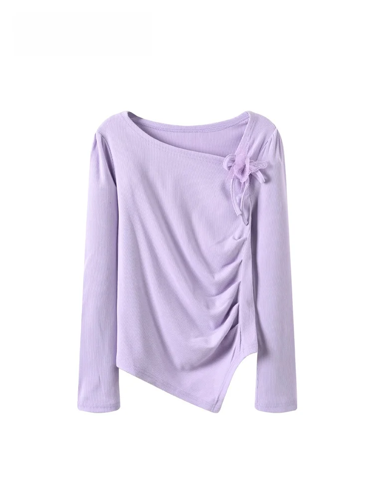 

plus Size Women's Long Sve T-irt Autumn Winter New Sle Slimming Design Neline Detail Polyester Fiber Straight Fit